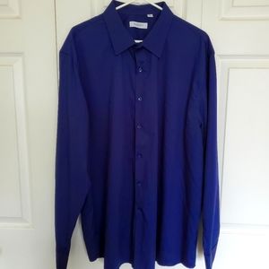 Fahizo Mens Dress Shirt Size 2XL 18/18.5 36-37 dark Blue Pre-owned.